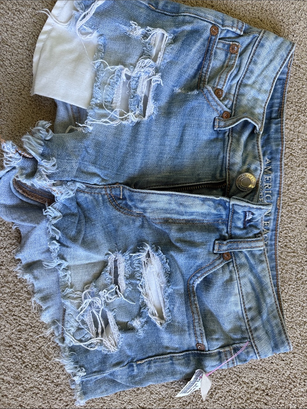American Eagle Outfitters Light Blue Distressed Denim Jean Shorts